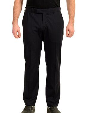 Malo Men's Navy Blue Wool Flat Front Dress Pants US 30 IT 46